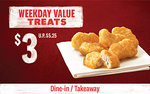 6pcs Chicken Nuggets for $3 at KFC (Weekdays)