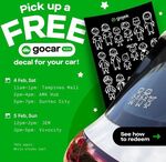 Free Car Decals Saturday & Sunday (4/2 & 5/2) @ Gojek (Tampines Mall, AMK Hub, Suntec, JEM, Vivocity)