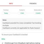 $0.30 Cashback on RYDE Rides via ShopBack App