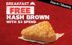 Free Hash Brown ($3 Min Spend) at KFC