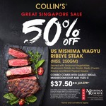 50% off US Mishima Wagyu Ribeye Steak (MS5, 250gm) Combo for $37.50 (U.p. $75) at Collins Grille