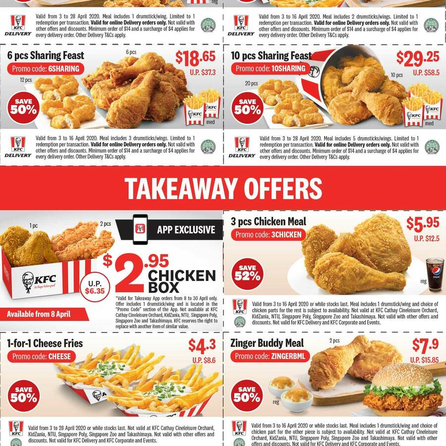 kfc coupons 50 or more savings cheapcheaplah