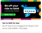 $5 off Rides to/from Singapore Art Museum with Gojek