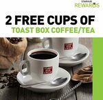 2 Free Cups of Coffee or Tea at Toast Box (StarHub Rewards)