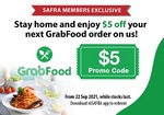 Free $5 GrabFood Voucher from SAFRA (Via mSAFRA App)