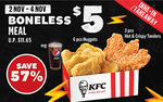 Boneless Meal for $5 (U.P. $11.65) at KFC