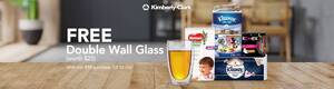 Free Double Wall Glass with $98 Minimum Spend on Participating Kimberly-Clark Products at FairPrice On