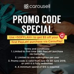 $5 off First DBS PayLah! Purchase ($15 Minimum Spend) via CarouPay at Carousell