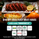 $10 off ($50 Min Spend) Christmas Feast Must Haves at Selected Stores (IKEA, Starbucks, Wingstop, Swensen's & More) at Deliveroo