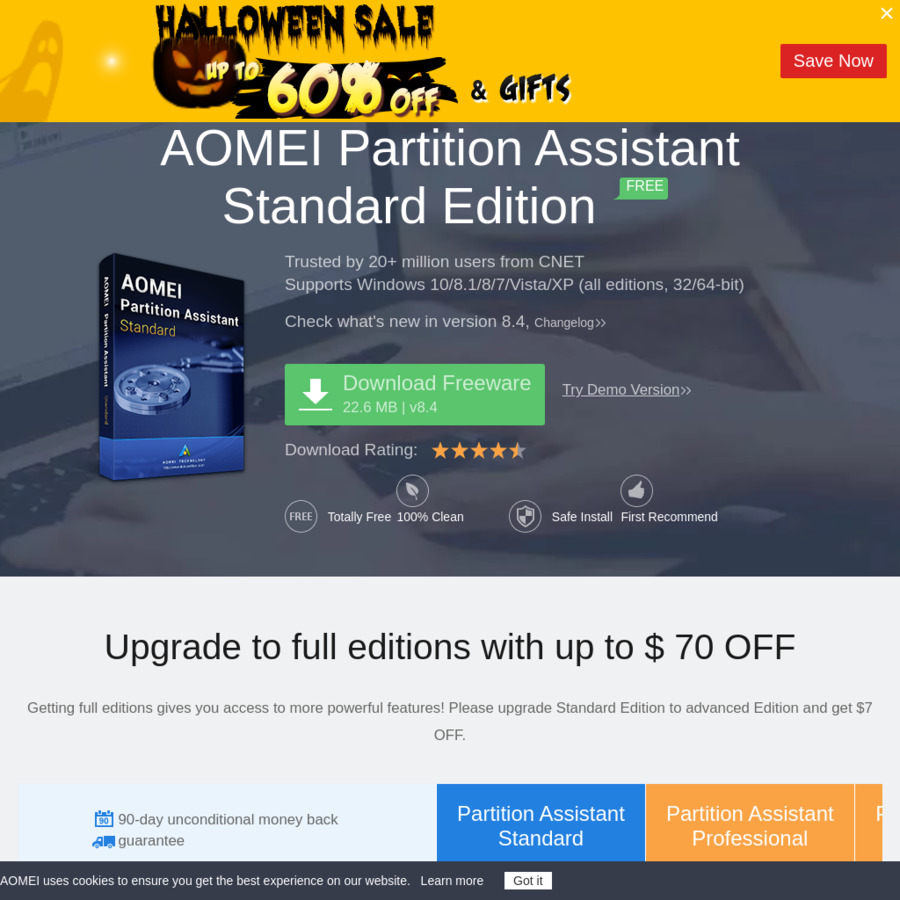 free AOMEI Partition Assistant Pro 10.1