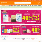 40% off All Cosmetics Plus Buy 1 Get 1 Free on Facial Masks at Guardian