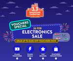 15% off ($10 Min Spend), $30 off ($350 Min Spend) or $100 off ($1000 Min Spend) on Electronics at Shopee
