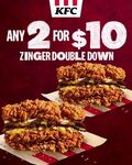 2x Zinger Double Down for $10 at KFC