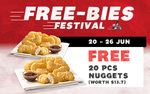Free 20pcs Chicken Nuggets (U.P. $13.70) with $38 Minimum Spend at KFC Delivery