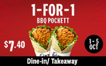 1 for 1 BBQ Pockett ($7.40) at KFC