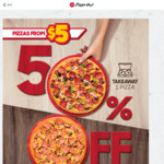 50% off Pizzas at Pizza Hut (Takeaway)