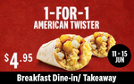 1 for 1 American Twister ($4.95) at KFC