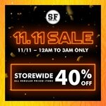 40% off Storewide at Sports Factory (12am to 3am)