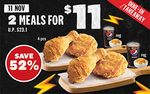 2 Meals (4pcs Chicken, 2x Regular Pepsi & Regular Whipped Potato) for $11 [U.P. $23.10] at KFC
