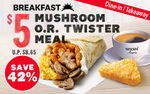 Mushroom or Twister Meal for $5 (U.P. $8.65) at KFC