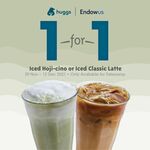 1 for 1 Iced latte or Hoji-Cino at Huggs Coffee