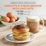 Omelette & Cheese Brioche with Cafe Latte: 1 for $7.90 or 2 for $10 at The Coffee Bean & Tea Leaf (Weekdays, Until 2pm Daily)