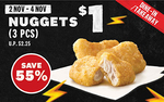 3pcs Chicken Nuggets for $1 (U.P. $2.25) with Any Purchase at KFC