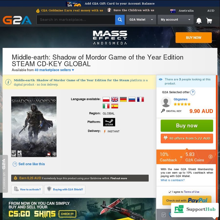 middle earth shadow of mordor digital steam code au 5 22 on