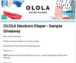 Free OLOLA Newborn Diaper Sample from Babyboo