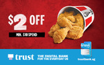 $2 off ($10 Min Spend) at KFC [Trust Bank Cards]