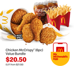 Chicken McCrispy 6pc Value Bundle for $20.50 (U.P. from $21.50) at McDonald's via Lazada