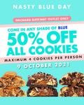 50% off All A-La-Carte Cookies at Nasty Cookie on Nasty Blue Day (Wear Any Shade of Blue)