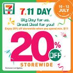 20% off Storewide ($11 Min Spend) at 7-Eleven