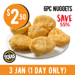 6pc Nuggets for $2.50 (55% off) at Texas Chicken via App