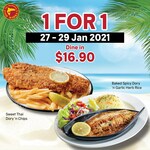 1 for 1 Sweet Thai Dory 'n Chips and Baked Spicy Dor 'n Garlic Rice ($16.90) at Manhattan Fish Market
