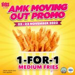 1 for 1 Medium Fries at Shake Shake In A Tub (AMK Hub, Facebook/Instagram Required)