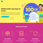 100GB with Data Rollover, 300 Minutes, 50 SMS $10/Month @ heya