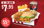 Chicken Zinger Box for $7.95 (U.P. $17.85) at KFC