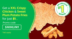 XXL Chicken & Sweet Plum Potato Fries for $1 Delivered from Shihlin Taiwan via GrabFood