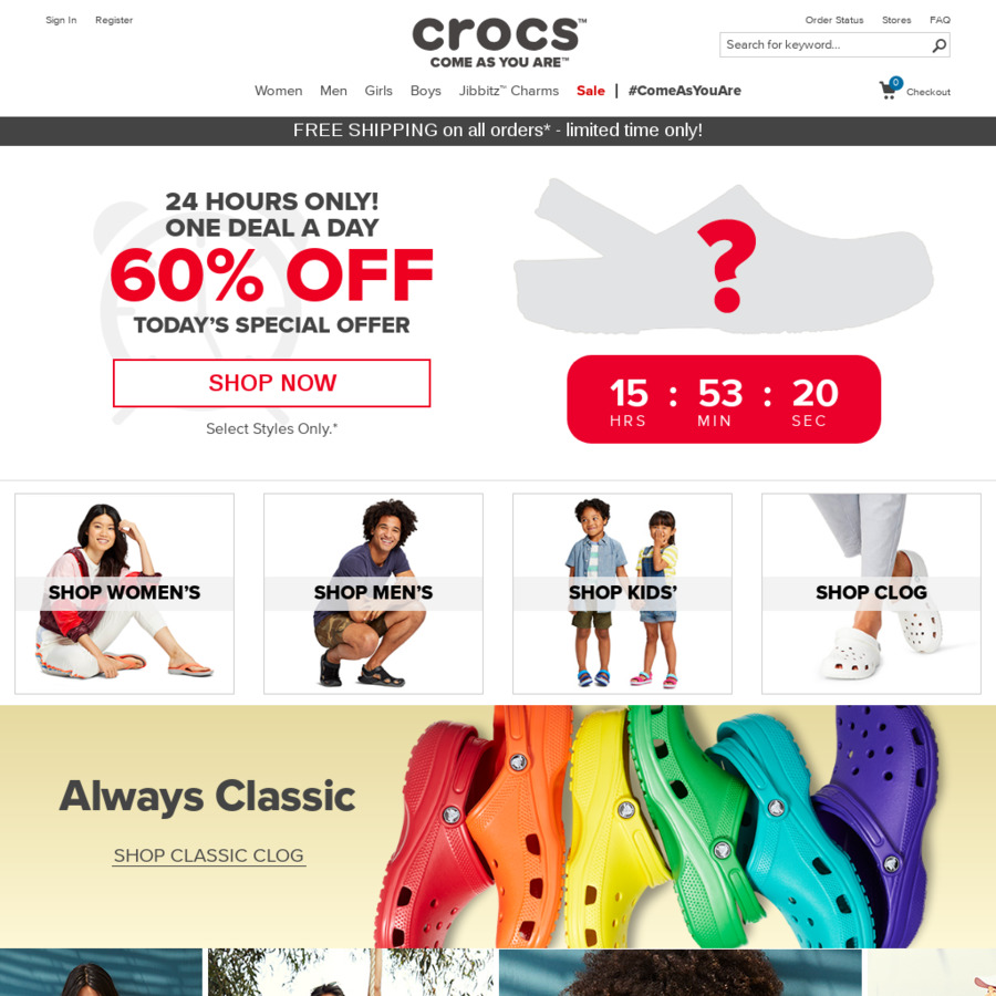 60% off Selected Styles + Free Shipping on All Orders at Crocs -  CheapCheapLah