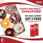 Buy Half a Dozen, Get 2x Free Cans of Coca-Cola Original Less Sugar at Krispy Kreme
