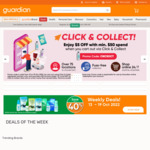 $5 off ($50 Min Spend) on Click & Collect Orders at Guardian