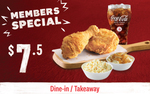2pcs Chicken Meal for $7.50 at KFC