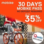 Mobike 30-Day Pass @ Qoo10 - $5.99