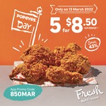 5pcs Chicken for $8.50 (U.P. $19.50) at Popeyes