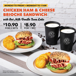 2x Sets of Chicken Ham & Cheese Brioche Sandwich with Oat Milk Vanilla Bean Latte for $10.90 at The Coffee Bean & Tea Leaf
