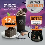 Hazelnut Charocal Ice Blended Drink with Black Sesame Cake for $12 (U.P. $14.40) at The Coffee Bean & Tea Leaf