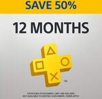 1/2 Price - PlayStation Plus 12 Month Subscription $26.90 (New/Inactive Subscriptions) @ PlayStation