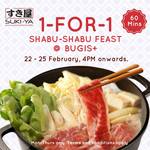 1 for 1 Shabu Shabu at SUKI-YA (Bugis+, from 4pm Daily)