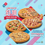 Large Pizza for $1.10 with Any A La Carte Regular Pizza at Domino's Pizza